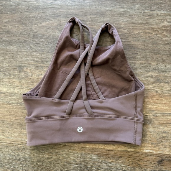 Lululemon Energy High Neck Sports Bra Women's Sz 4 Brown Taupe - Picture 3 of 6